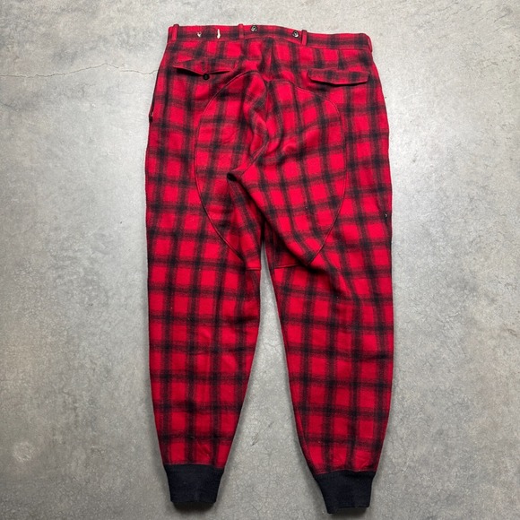 Vintage Woolrich Buffalo Hunting Pants Mens 36 Red Preowned Plaid Wool Outdoor - Picture 2 of 7